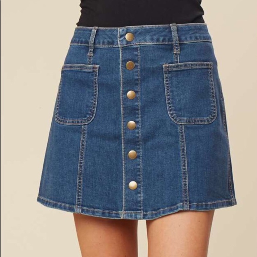 Altar’d State | Denim Full Skater Mini Skirt